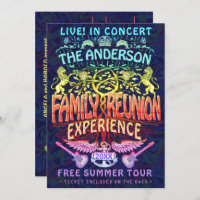 Family Reunion Band Retro 70s Concert Ticket Neon