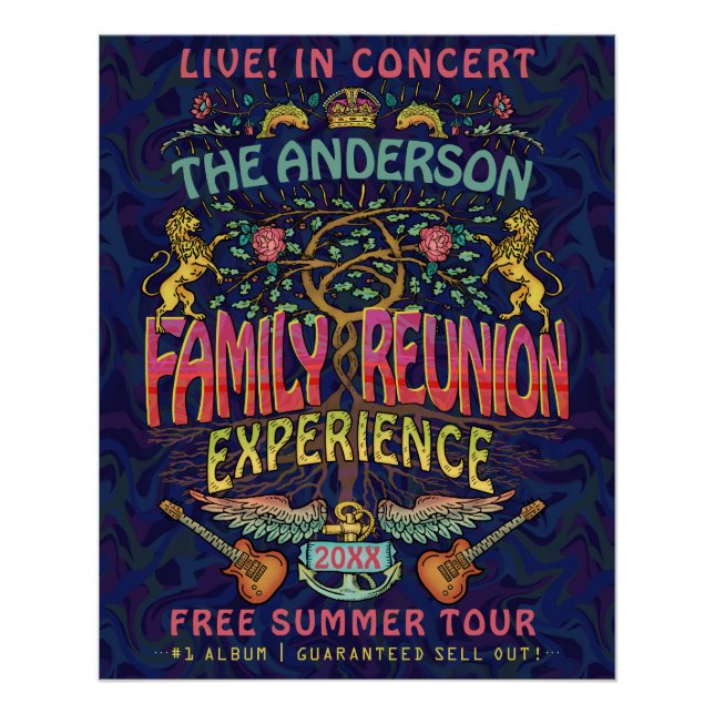 Family Reunion Band Retro 70s Concert Welcome Name Poster (Front)
