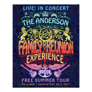 Family Reunion Band Retro 70s Concert Welcome Neon Poster