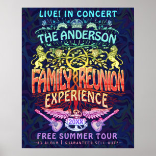 Family Reunion Band Retro 70s Concert Welcome Neon Poster