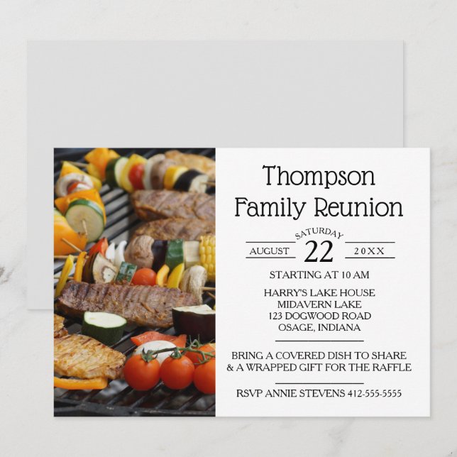 Family Reunion BBQ Grill Invitation (Front/Back)