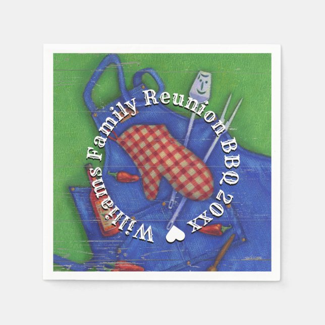 Family Reunion BBQ Monogrammed Name Napkin (Front)