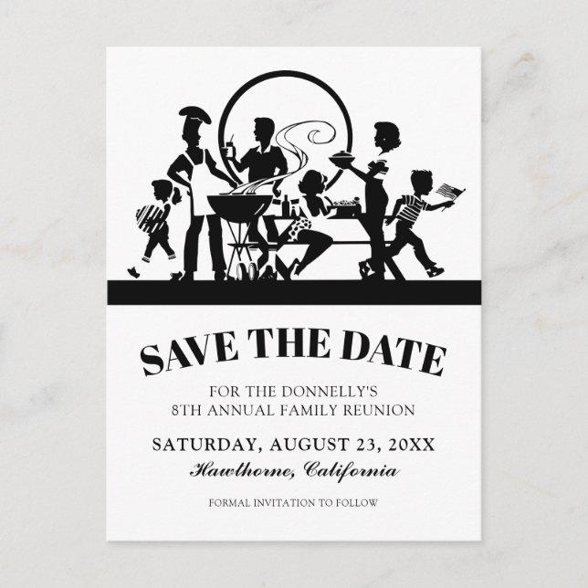 Family Reunion BBQ Party Save the Date Announcement Postcard (Front)