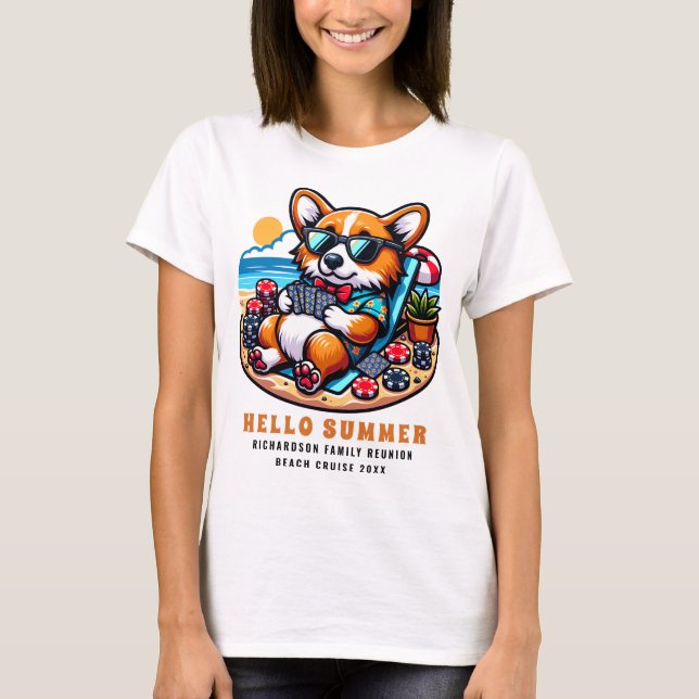 Family Reunion Beach Cruise Funny Hello Summer T-Shirt (Front)