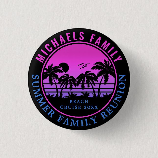 Family Reunion Beach Cruise Sunset Vacation 60s 3 Cm Round Badge (Front)