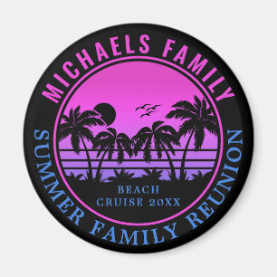 Family Reunion Beach Cruise Sunset Vacation 60s Magnet
