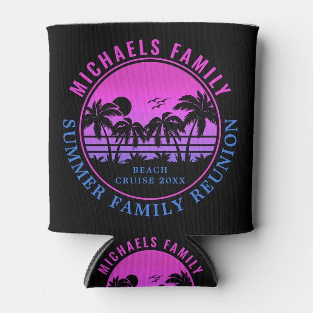 Family Reunion Beach Cruise Sunset Vacation Can Cooler (Front)