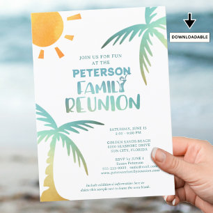 Family Reunion Beach Palm Tree Invitation