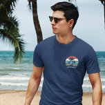Family Reunion Beach Palm Tree Sunset Pocket Name T-Shirt<br><div class="desc">Cute matching summer family reunion beach vacation t-shirts for adults to wear on an island cruise or tropical seaside trip. Features beautiful palm trees in front of a pretty ocean sunset. Perfect custom tees for everyone in your group. Add your name on the pocket and customise the back with your...</div>