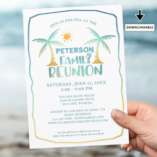 Family Reunion Beach Palm Tree Tropical Invitation