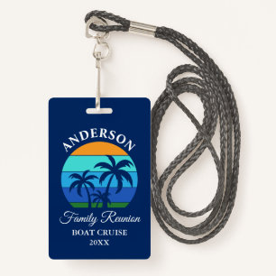 Family Reunion Beach Palm Trees Blue Cruise ID Badge