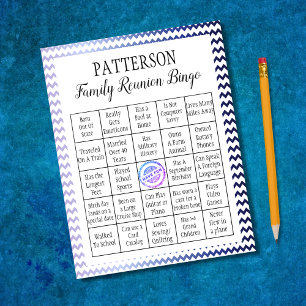 Family Reunion Bingo Game   Chevron Notepad