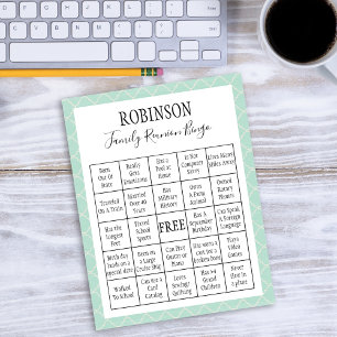 Family Reunion Bingo Game   Green