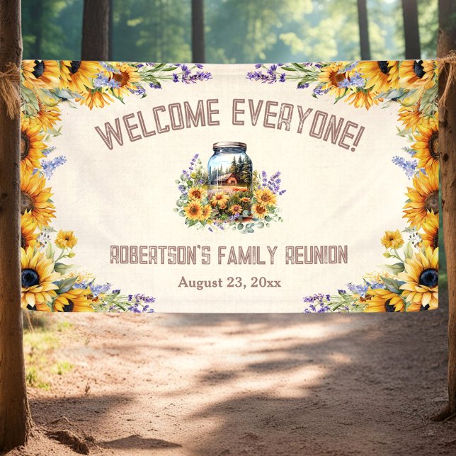 Family Reunion Birthday Forest Cabin Sunflower Banner (Family Reunion Birthday Forest Cabin Sunflower Banner)