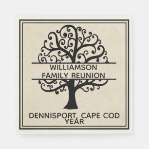 Family Reunion Black Family Tree Modern Drawing Napkin