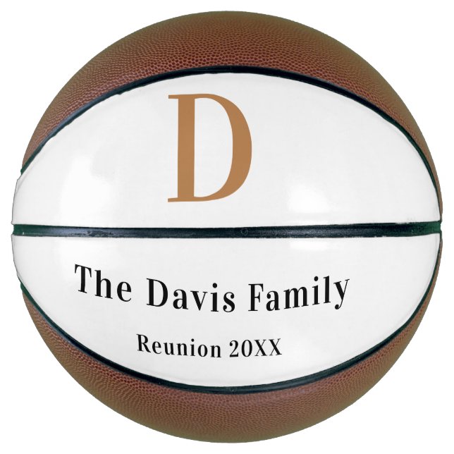 Family reunion black White monogram name Basketball (Front)