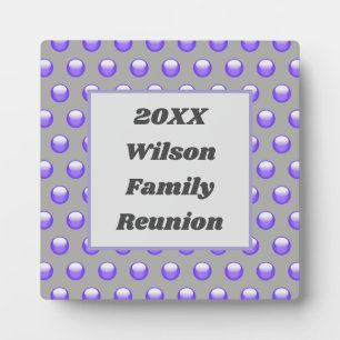 Family Reunion Blue and Grey Polka Dot Event Plaque