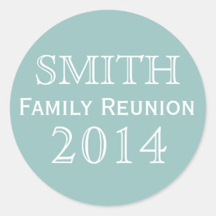 Family Reunion Blue Background Classic Round Sticker
