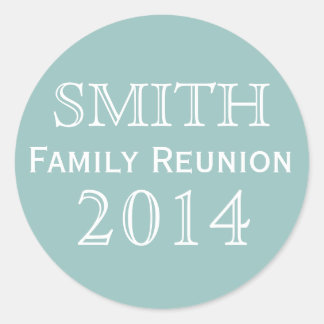 Family Reunion Blue Background Classic Round Sticker
