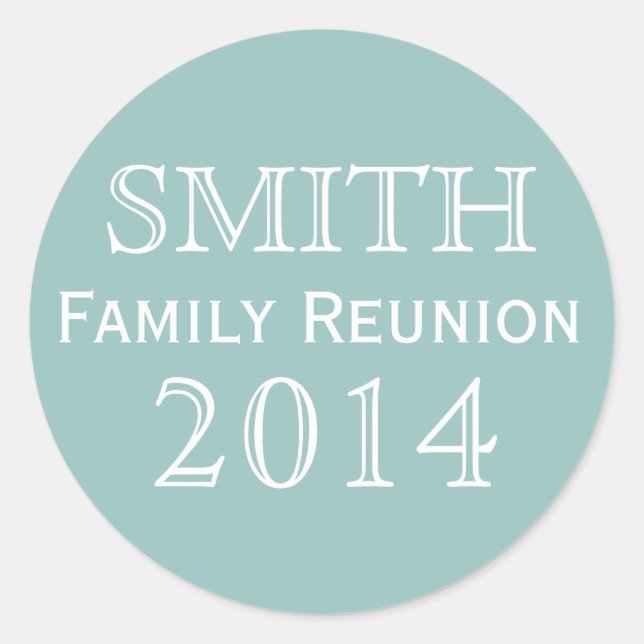 Family Reunion Blue Background Classic Round Sticker (Front)