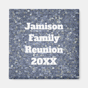 Family Reunion Blue Grey Mosaic Tile Keepsake Magnet