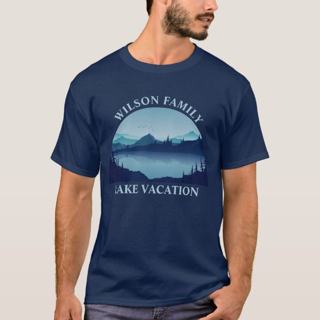 Family Reunion Blue Lake Summer Vacation Custom T-Shirt (Front)