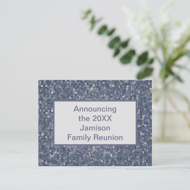 Family Reunion Blue Mosaic Invitation Annoucement Postcard (Standing Front)