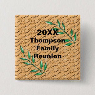 Family Reunion Branches Nature Theme Keepsake 15 Cm Square Badge