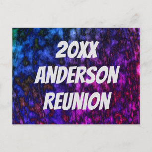Family Reunion Bright Neon Marbled Invitation Postcard