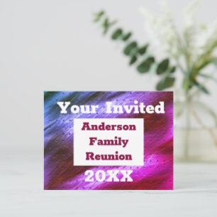 Family Reunion Bright Stripes Abstract Invitation Postcard