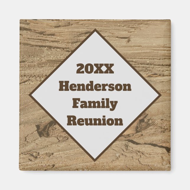 Family Reunion Brown Wood Grain Keepsake Magnet (Front)