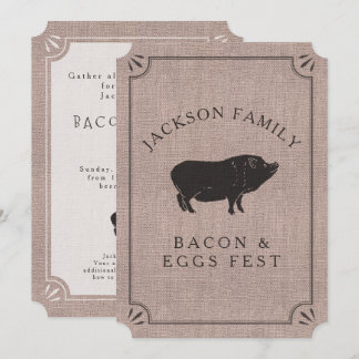 Family Reunion Brunch Rustic Farm Vintage Pig Invitation