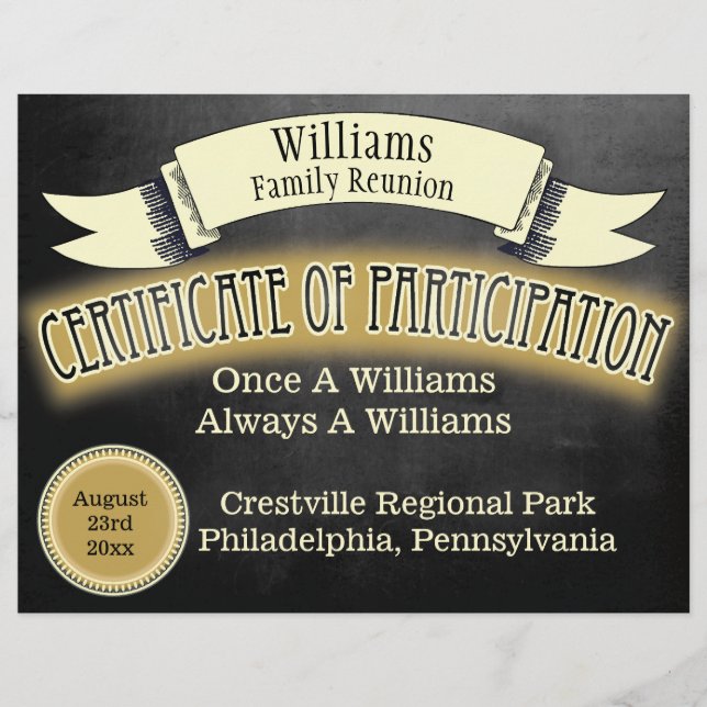 Family Reunion Certificate of Participation (Front)
