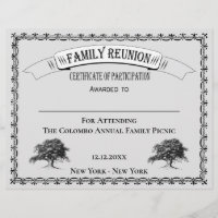 Family Reunion Certificate of Participation Grey