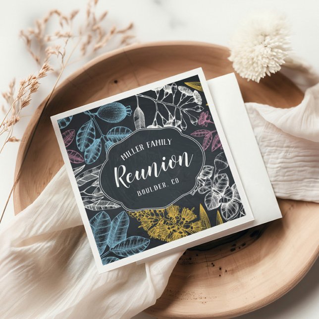 Family Reunion Chalk Vintage Floral Paper Napkin (Creator Uploaded)