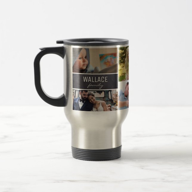 Family Reunion Collage Photos with name and Year Travel Mug (Left)