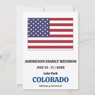 Family Reunion 🎉 COLORADO State Map USA Flag Invitation