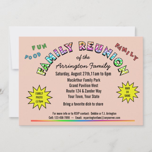 Family Reunion Colours Announcement Invitation (Front)