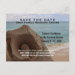 Family Reunion Cruise Save the Date Beach Announcement Postcard