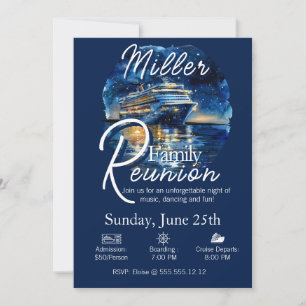 Family Reunion Cruise Ship Blue & White Invitation