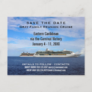 Family Reunion Cruise Ships   Save the Date Ocean Announcement Postcard
