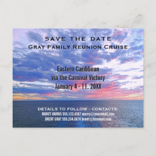 Family Reunion Cruise Vacation   Save the Date Announcement Postcard