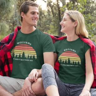 Family Reunion Custom Camping Trip Sunset Forest T-Shirt