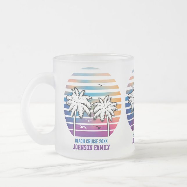 Family Reunion Custom Cruise Vacation Frosted Glass Coffee Mug (Left)