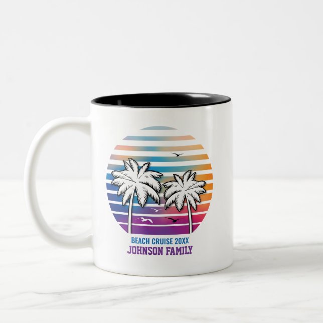 Family Reunion Custom Cruise Vacation Two-Tone Coffee Mug (Left)