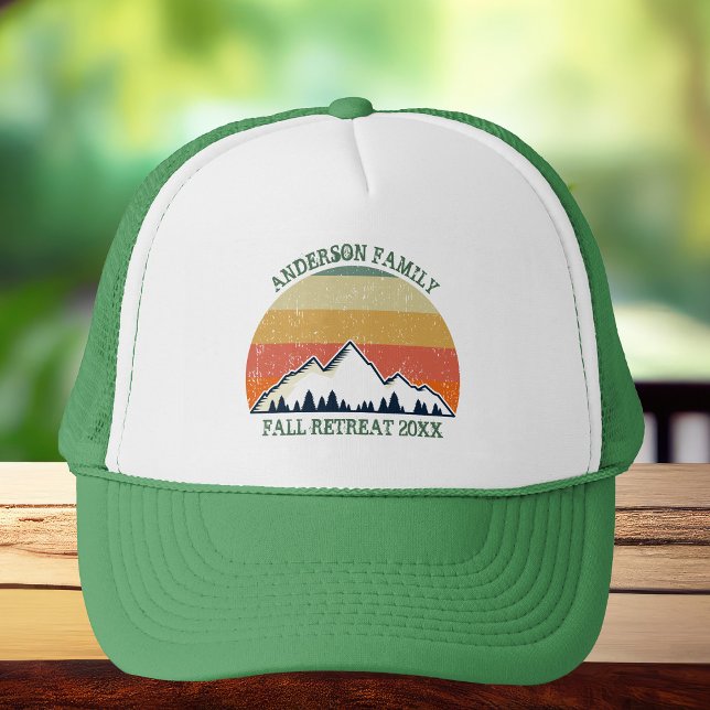 Family Reunion Custom Fall Retreat Sunset Monogram Trucker Hat (Creator Uploaded)