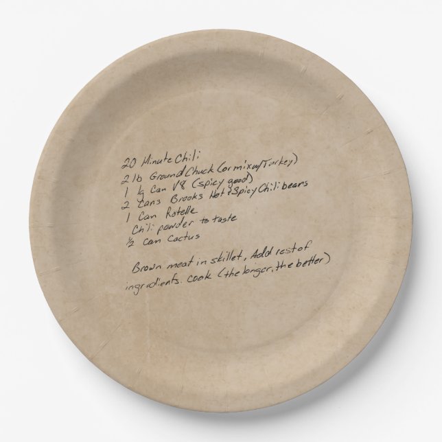 Family Reunion Custom Family Recipe  Paper Plate (Front)