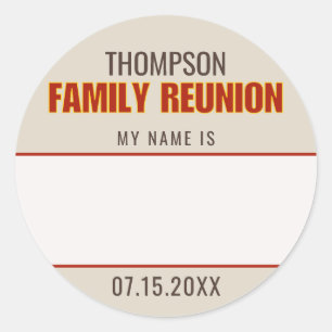 Family Reunion Custom Name Badge Classic Round Sticker