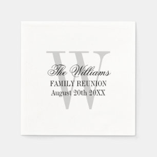 Family reunion custom paper napkins with monogram