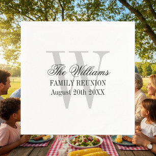 Family reunion custom paper napkins with monogram
